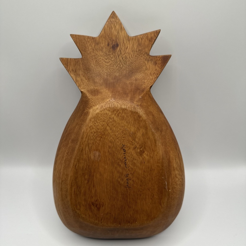 Kauai Wood Pineapple Wooden Bowl Hawaiian Tropical - Picture 2 of 5